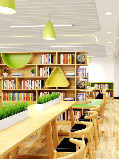 原木风小学校园图书阅览室设计 清新收纳，悦读空间